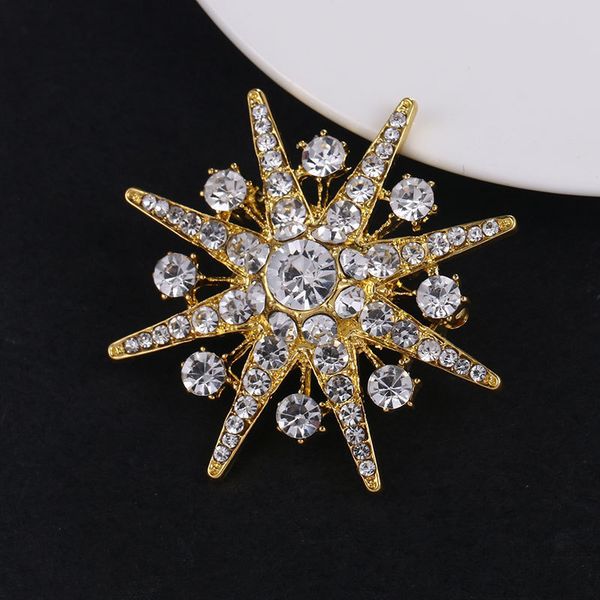 

new rhinestone brooches for women suit men badge star geometric brooch pin anti-exposure button jewelry pins clothes accessories, Gray