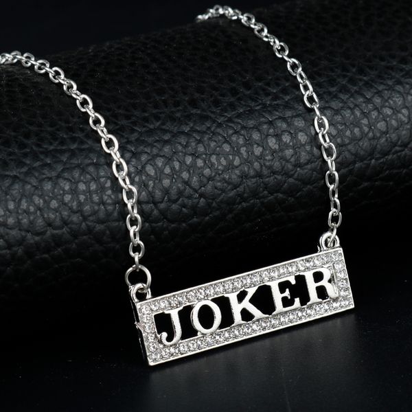 

heyu jewelry movie suicide squad joker necklace crystal clown statement necklace women men cosplay colar, Silver