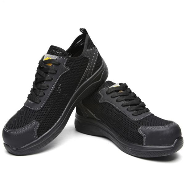 

summer boots men work shoes breathable anti-piercing safety shoes protective non-slip wear-resistant lightweight men sneakers, Black