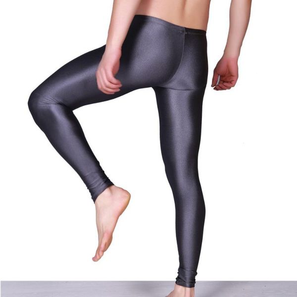 

solid color men casual leggings skinny pants long underpants thin fitness trousers, Black