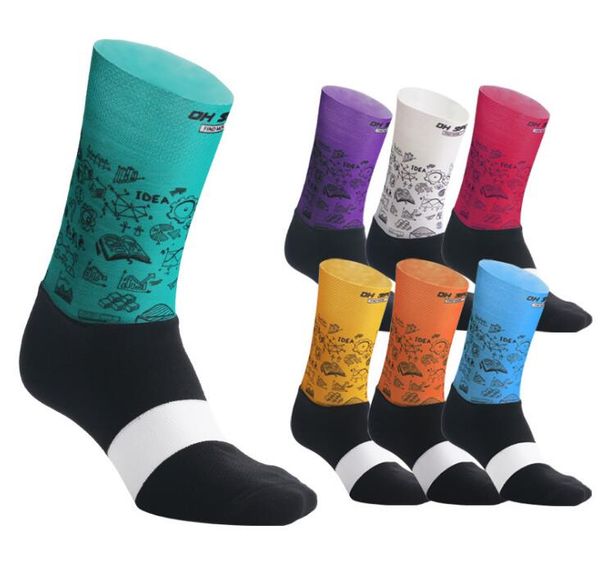 

anti slip cycling socks integral moulding high-tech bike sock compression sport outdoor running socks, Black
