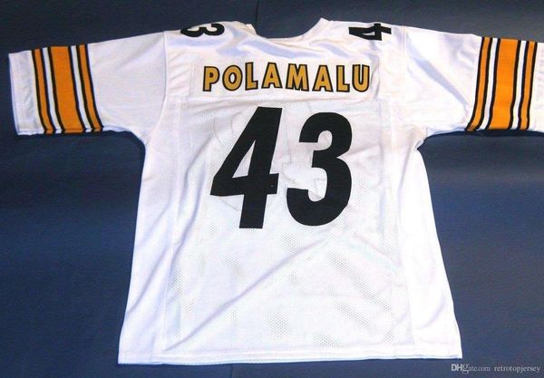 

retro #43 troy polamalu custom mitchell & ness jersey white mens stitching s-5xl,6xl football jerseys running, Black;blue