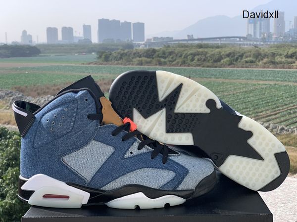 

6 blue washed denim varsity red black men basketball designer sneakers 6s cowboy jeans mens sports shoes with box ct5350-401