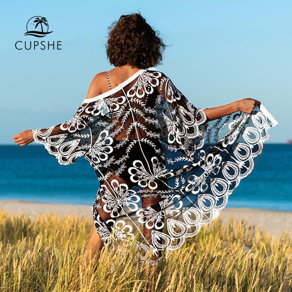 

cupshe black boho half sleeve bikini cover up swimsuit beach kimono women 2020 summer bathing suit beachwear tunic shirt