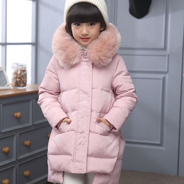 

fashion children down jacket russia winter jacket for girls thick duck down kids outerwears for cold -30 degree warm coat, Blue;gray