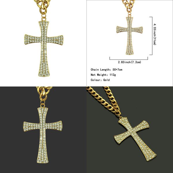 

pendant hip-hop cross pendeloque cut man necklace luxury designer jewelry mens necklace swarovski elements grape pendants, Silver