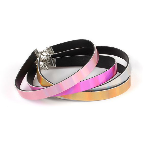 

color laser luminous necklace women's accessories female fashion choker necklace neck ring, Silver