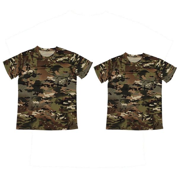 

racing jackets 2 pcs outdoor hunting camouflage t-shirt men breathable combat t shirt dry sport camo camp tees-cp green, m & l, Black;red