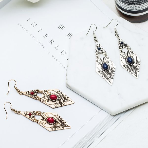 

vintage triangle geometric earrings for women indian gold silver color acrylic metal pendant butterfly tassel earring jewelry