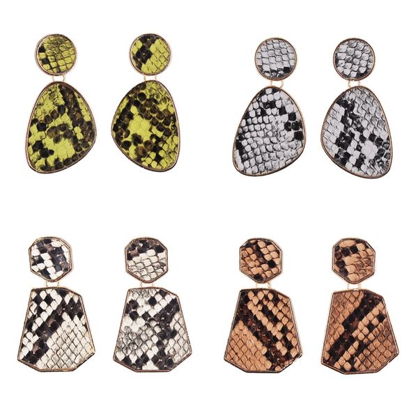 

lady boho fashion leopard print drop earrings for women multicolored dangle earrings geometric pendant jewelry wholesale, Silver