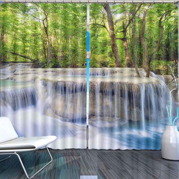 

forest waterfall stream 3d window curtains living room bedroom drapes rideaux factory customized size shower shading cloth