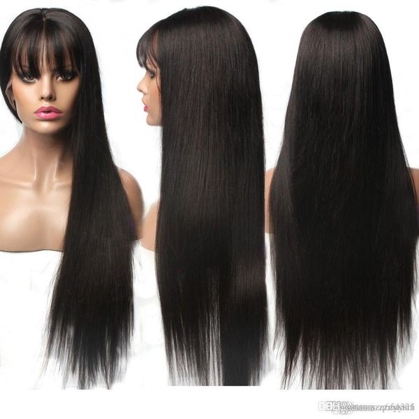 

no lace fronthigh temperature wire wigs with bangs for black women brazilian no lace front wig pre plucked bang