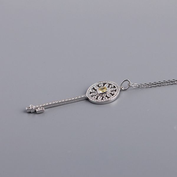 

sweater chain diamond blue key necklace women pure 925 silver necklaces charm hollow jewelry