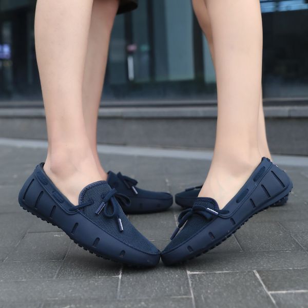 

men casual shoes summer 2019 breathable soft driving men's handmade chaussure homme net surface loafers, Black