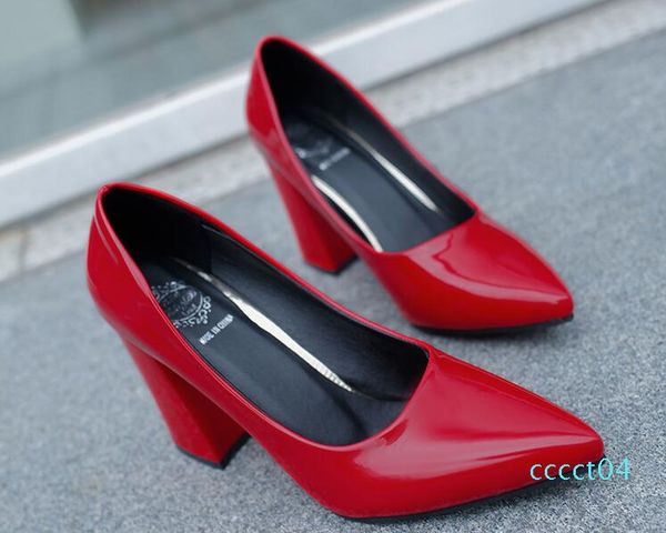 

large size high heel women shoes 2019 spring and summer new 40---43 extra large pointed shoes fashion wild shallow mouth work shoes ct04, Black