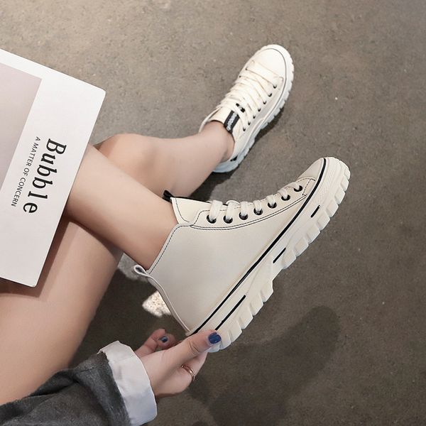 

2019 autumn new style women casual shoes platform sneakers pu leather shoes woman high white tenis feminino jd