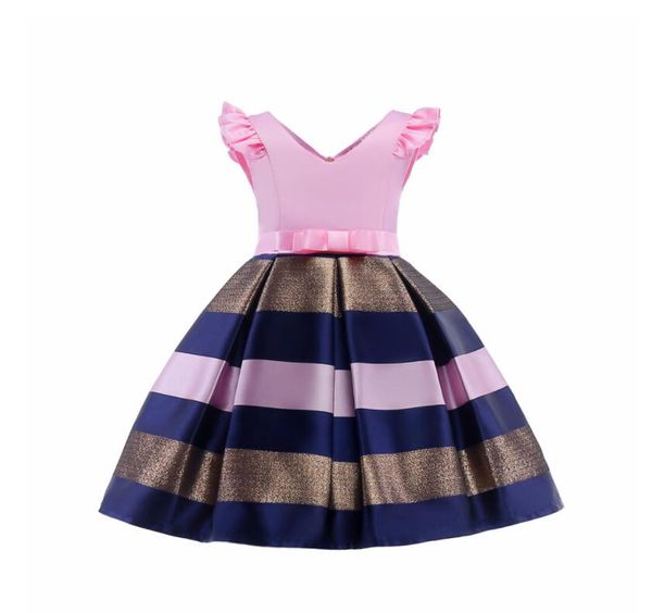 

children's gold striped princess skirt kids party clothes baby girl embroidery dress kids wedding children's clothing luxury suit, White;black