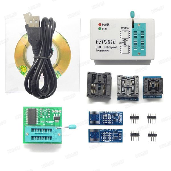 Freeshipping EZP2010 Hochgeschwindigkeits-USB-SPI-Programmierer + 3PCS-Adapter + 1,8-V-Konvertierungsadapter Unterstützung 24 25 93 EEPROM 25 Flash-BIOS-Chip