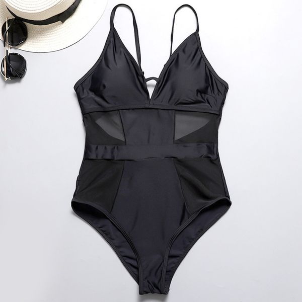 

2019 new breathable new women one-piece swimsuit beachwear swimwear push-up monokini bikini bathing may, White;black