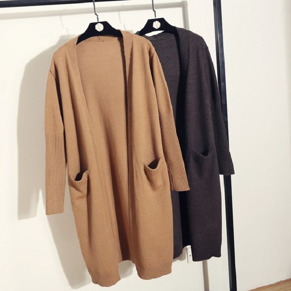

new 2018 wool cardigan women sweater casual coat autumn winter long cardigan loose long sleeve open stitch cardigans female, White