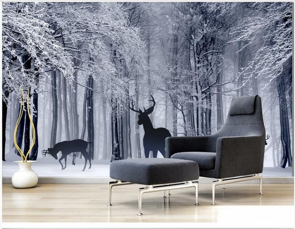 

3d wallpaer custom p mural modern forest deer herd european natural scenery tv background decor living room wallpaper for walls 3 d