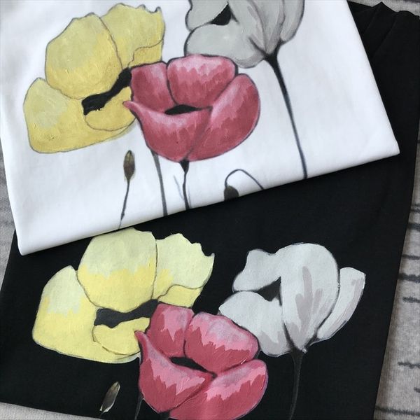 

every is \"art\" ~ hand-painted flower horse cotton loose casual short-sleeved t-shirt summer ma0806 every is \"art, White