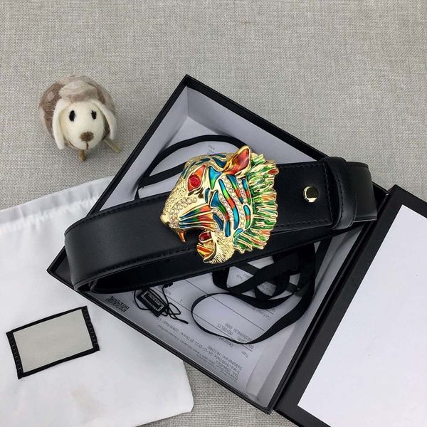 

модные тигр мужские женские дизайнерские ремни люксовый ремень марка мода кожаный ремень тигр гладкая пряжка ширина пояса около 38 мм высоко, Black;brown