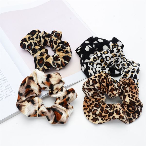 

13 color women girls velvet dots leopard elastic ring hair ties accessories ponytail holder hairbands rubber band scrunchies dhl fj397, Slivery;white