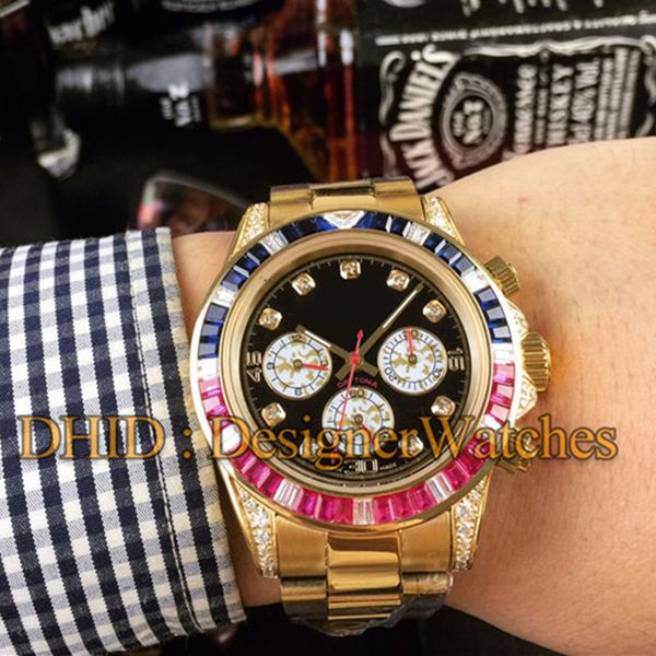 

Luxury men watche rainbow diamond watch mechanical automatic wri twatche gold 316l tainle teel wri twatch waterproof no chronograph