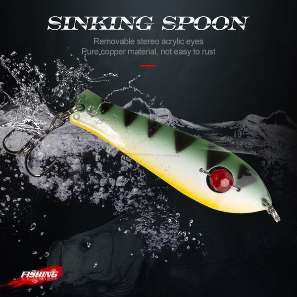 

hunthouse spoon lure trolling metal spinners spoon fishing bait 100% brass sinking 75mm 11g pike perch freshwater lw810