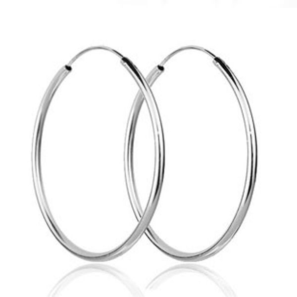 

925 sterling silver simple smooth ear ring female fashion, Golden;silver