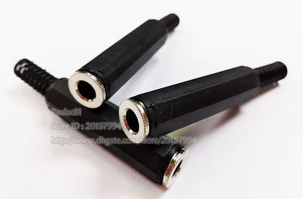 6.35mm fêmea estéreo fêmea de plástico cabo de alça de conector de áudio Adaptador preto / 20 pcs