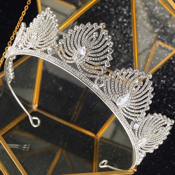 

forseven wedding bridal headband jewelry baroque floral shape crowns princess hair tiaras birthday jewelry accessories jl, Golden;white