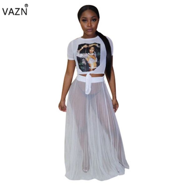 

vazn 2019 summer age reduction women lace see through loose skirts lady chiffon empire joker elegant maxi skirts yc1799, Black
