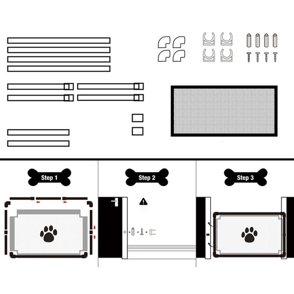 

self-build mesh door pet kids separate gate screen indoor net gate with dog claw pattern folding safety enclosure fence guard