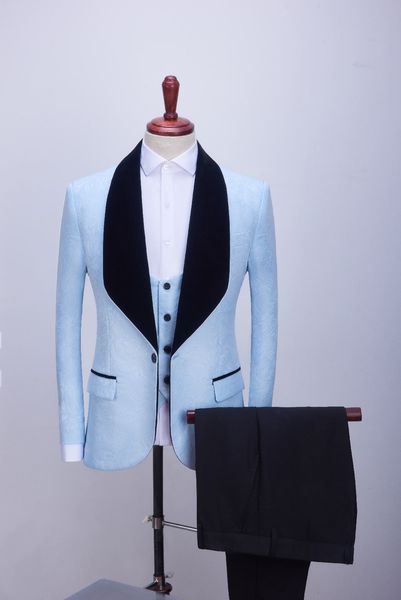 New Style Men Suits 14 cores padrão e preto Noivo Smoking Xaile Satin lapela Groomsmen Wedding Best Man (Jacket + Calças + Vest + Tie) L381