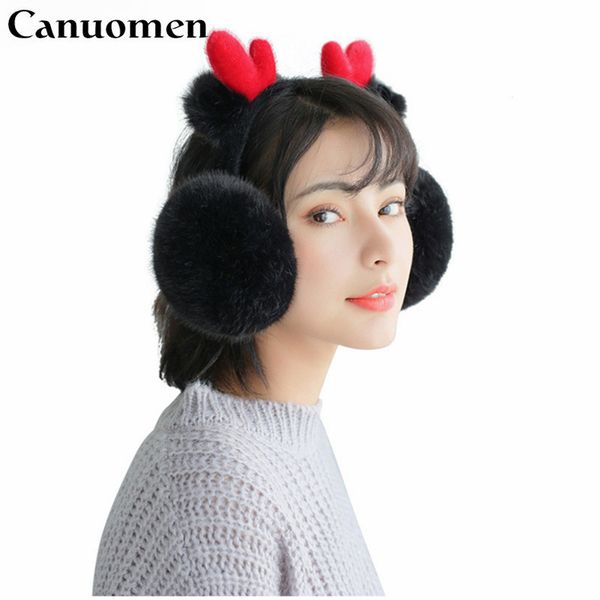 

canuomen 2018 new fashion winter earmuffs warm christmas ear muffs orejeras cute female cache oreille black pink earmuffs, Blue;gray