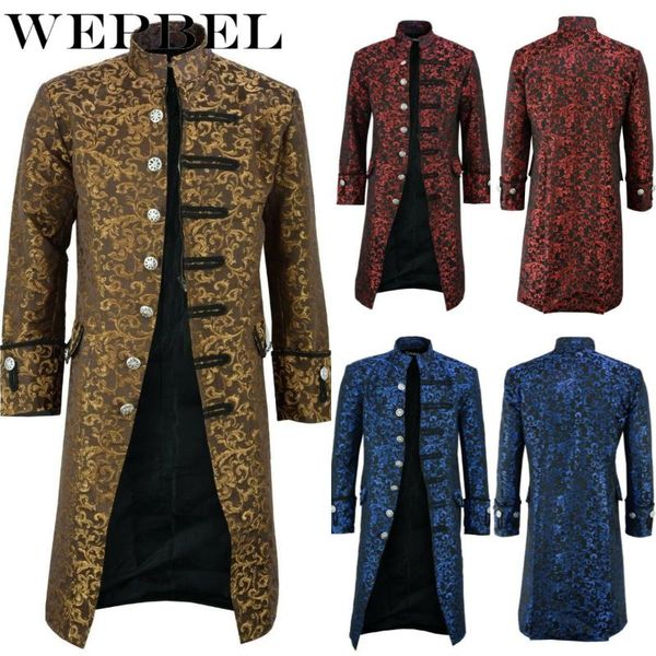 

wepbel мужчины паровой punk викторианский длинное пальто полный рукав цветочные vintage cos мужские пальто куртки, Tan;black