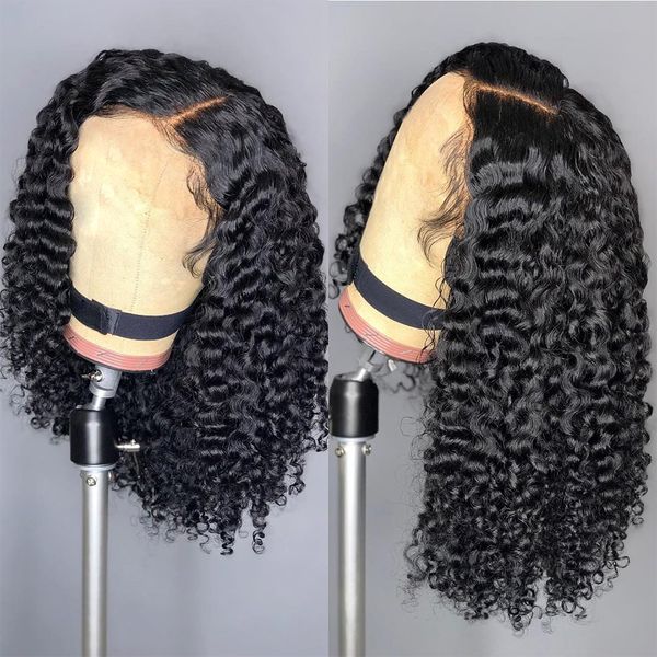 

150% плотность coily локоны afro надувной kinky завитые парик человеческих волос 13x4 бразильская фронта шнурка человеческих волос парики дл, Black