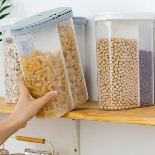 

2.6l plastic preservation box rectangular transparent 2 grids multi-grain sealed jar kitchen storage tank