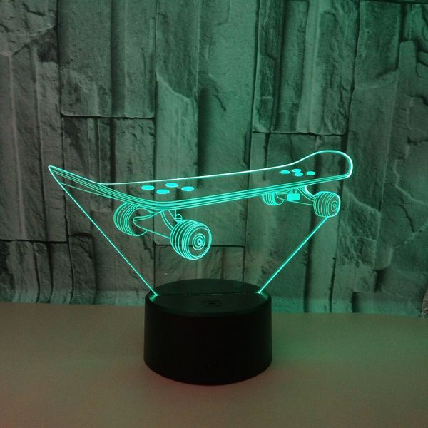 

new pattern skate vehicle 3d small night-light colorful touch remote control led 3d desk lamp usb power supply colorful small desk lamp