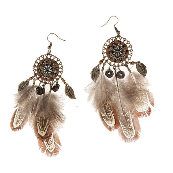 

vintage bohemian sunflower dangle earrings drop long tassel handmade, Golden