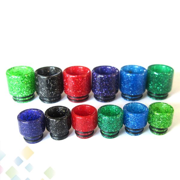 

810 510 Drip Tip Shining Epoxy Resin Wide Bore Shine Mouthpiece US Dollars for 510 810 Atomizers with Acrylic packaging DHL Free