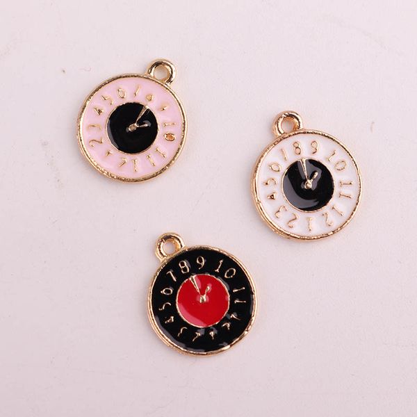 

oil drop charms 10pcs/lot 15*12mm cute clock enamel charms alloy pendant fit necklaces bracelets diy jewelry accessories, Bronze;silver