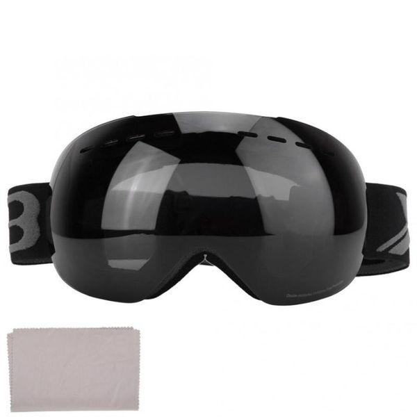 

двухобъективные очки анти туман уф взрослый лыжный снег сноуборд защитные очки глазная одежда с регулируемым головным ремнем бесплатная дост, Black