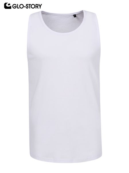 

glo-story 2019 spring new men' casual basic sleeveless shirt singlet bodybuilding gym vest mbx-8586, White;black