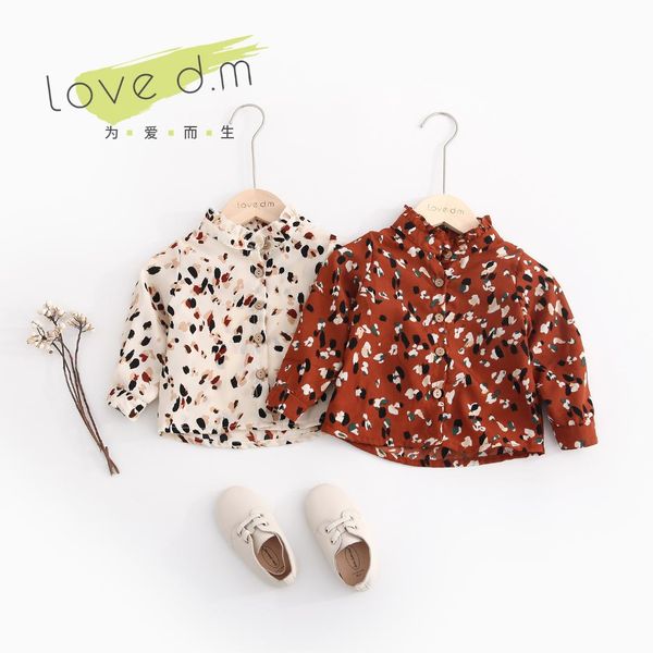 

brand fashion floral shirt for girls children's clothing kids girls turn-down collar tee shirts toddler cute full print blouse, White;black