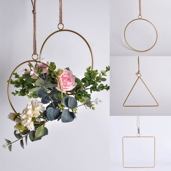 

creative geometric wall decorative iron hooks artificial flowers solid organizers holders home office hanging adornments 7a3078