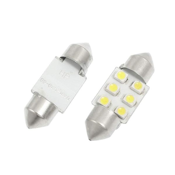 

2 pcs car interior white 1210 smd 6 led festoon dome light bulb lamp 31mm