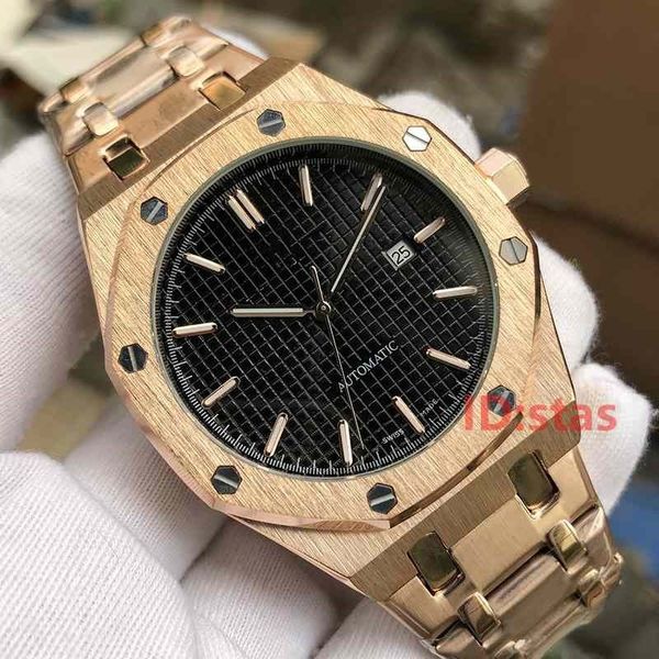 

luxury mens watches rose gold mechanical automatic skeleton designer wristwatches orologio di lusso royal oaks watch montre, Slivery;brown